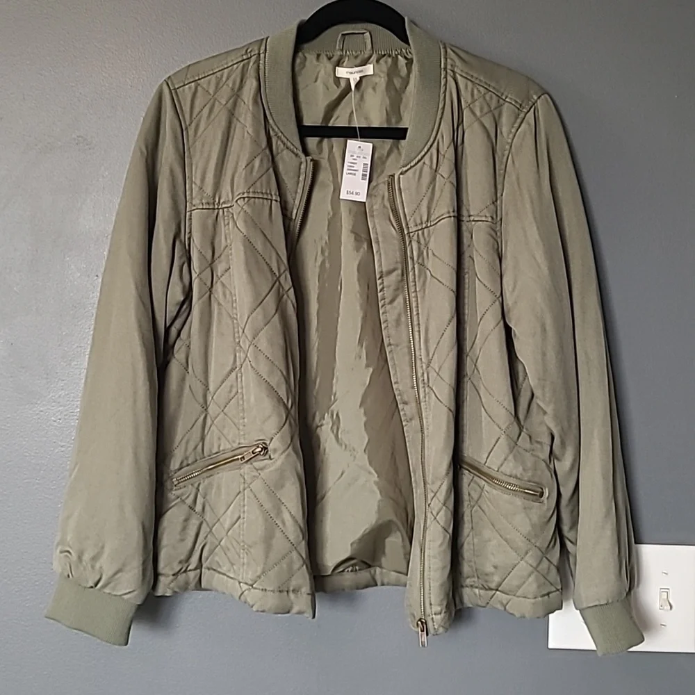 New! Maurice's Green Bomber Jacket - Picture 4 of 6